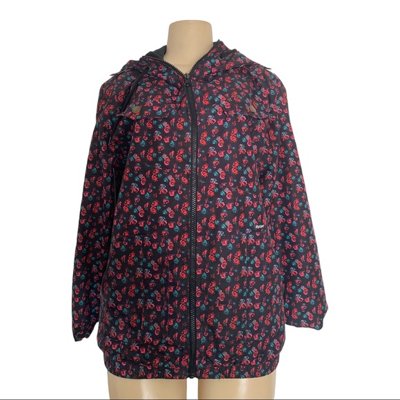 Spring Rose Floral Hooded Utility Raincoat Elastic Waist & Wrist Cuffs Medium 12 - Picture 4 of 7